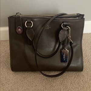 Coach Crosby Carryall Dark Brown Leather